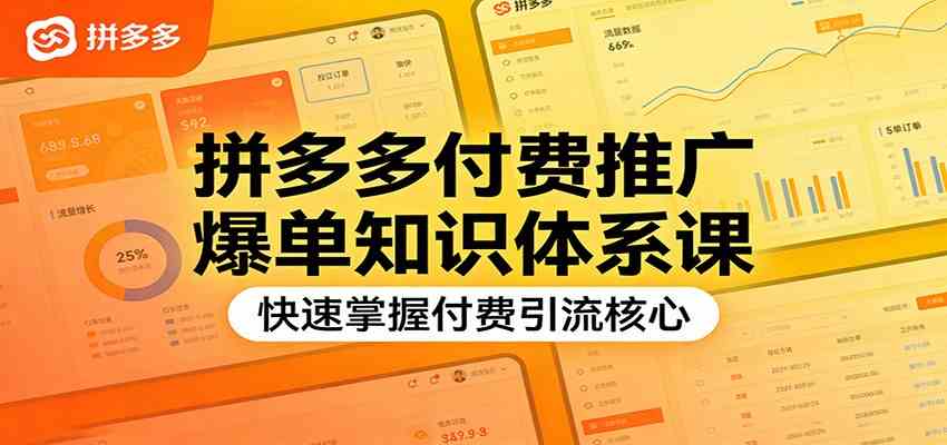 拼多多付费推广爆单知识体系课，快速掌握付费引流核心