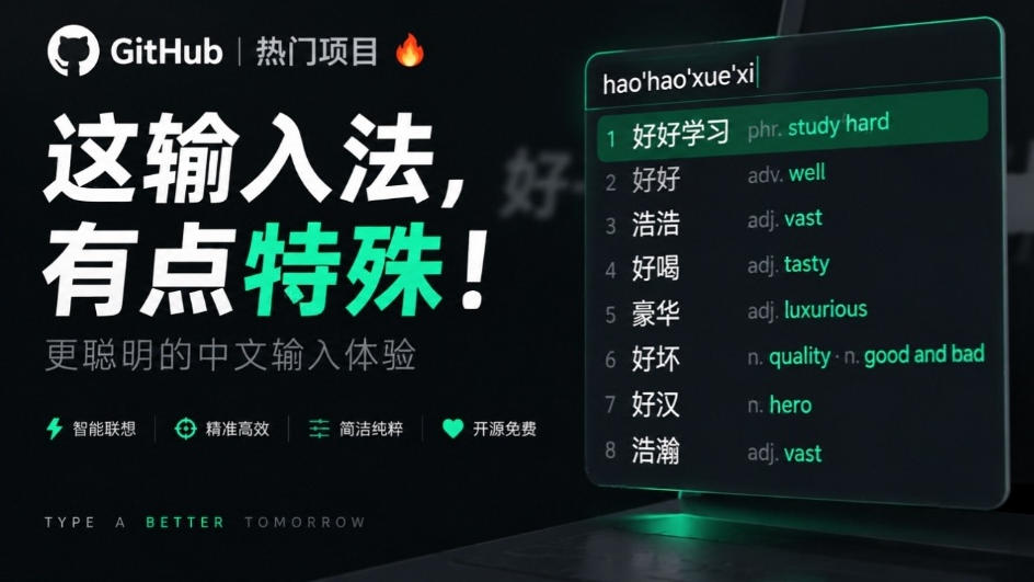 GitHub上4.9k stars的国产输入法，开发者怎么会如此有创意！一边打字边记单词，太厉害了青简输入法