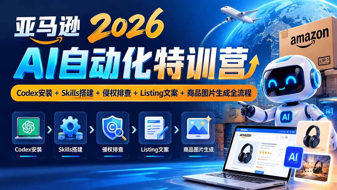 （20746期）亚马逊2026AI自动化-10月特训营：Codex安装+Skills搭建+侵权排查+Listing文案+商品图片生成全流程
