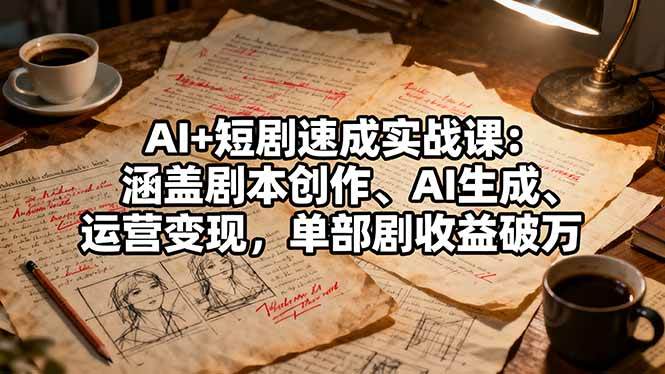 （16359期）AI+短剧速成实战课：涵盖剧本创作、AI生成、运营变现，单部剧收益破万