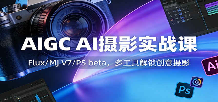 AIGC AI摄影实战课：Flux/MJ V7/PS beta，多工具解锁创意摄影