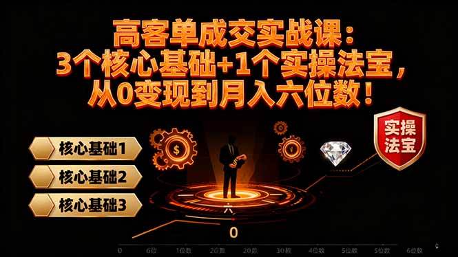 （16443期）高 客单成交实战课：3个核心基础+1个实操法宝，从0变现到月入六位数！