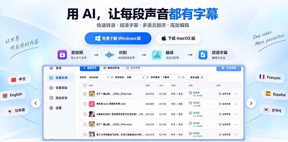 (20728期)剪映会员不用再开了?视频字幕一键生成加翻译,本地离线运行,完全免费,超快速高精度,字幕大师