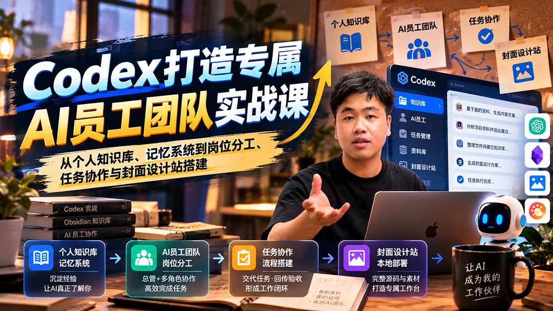 (20916期)【无水印】Codex打造专属AI员工团队实战课:从个人知识库、记忆系统到岗位分工、任务协作与封面设计站搭建