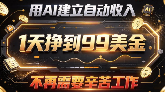 用AI建立自动收入，1天挣到99美刀，不再需要辛苦工作
