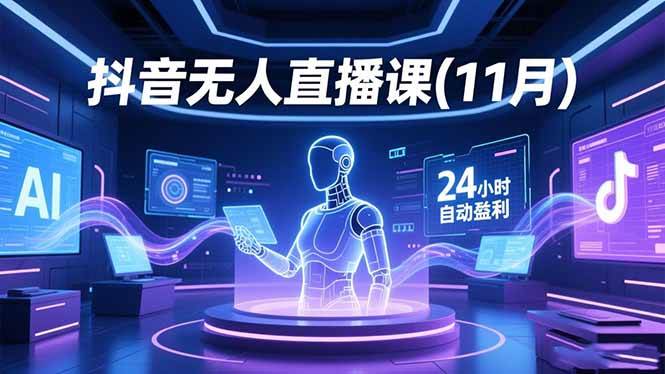 （16625期）抖音无人直播课(11月)，AI实景、数字人、绿幕、多种玩法、24小时自动盈利