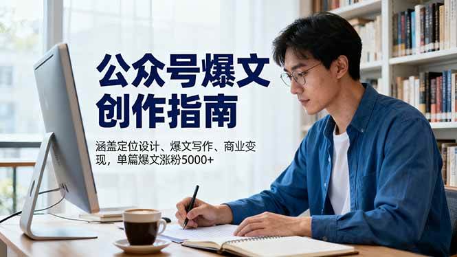 （16380期）公众号爆文创作指南，涵盖定位设计+爆文写作+商业变现，单篇爆文涨粉5000+