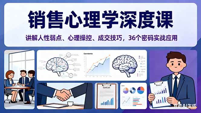 （16456期）销售心理学深度课，讲解人性弱点、心理操控、成交技巧，36个密码实战应用