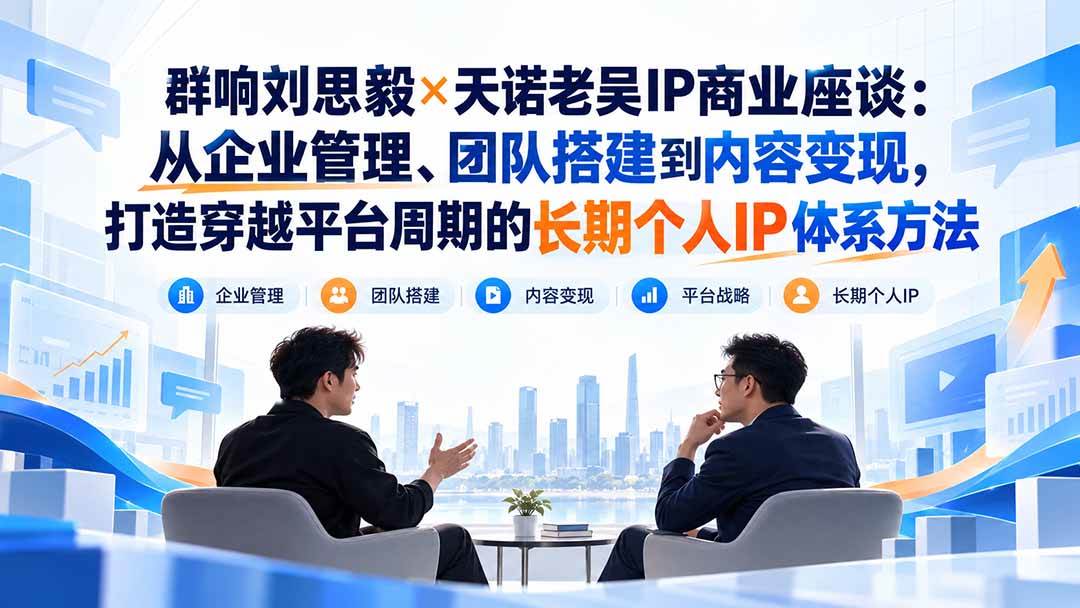 (20771期)群响刘思毅×天诺老吴IP商业座谈:从企业管理、团队搭建到内容变现,打造穿越平台周期的长期个人IP体系方法