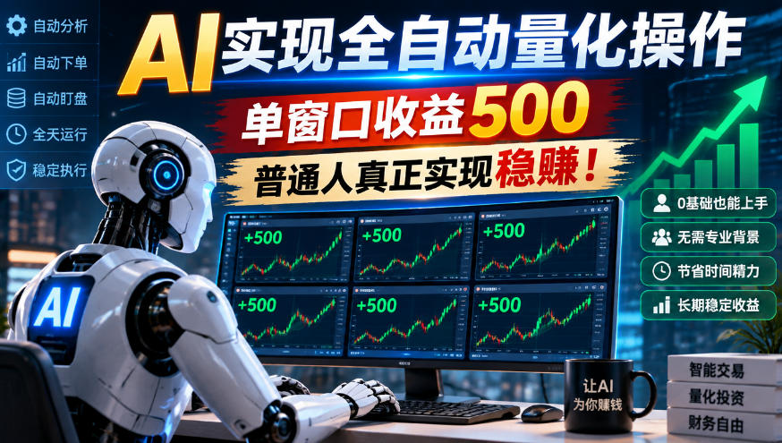 AI实现全自动量化操作，单窗口收益500，普通人真正实现稳賺！【揭秘】