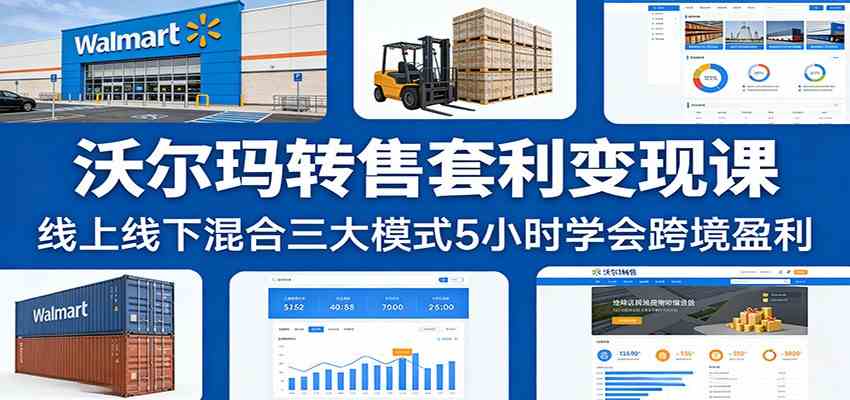沃尔玛转售套利变现课：线上线下混合三大模式5小时学会跨境盈利