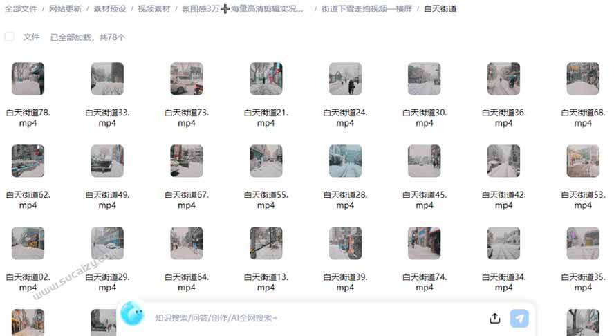 (21009期)氛围感3万+海量高清剪辑实况素材,含雨天、雪天、夜景、街道等经典场景,伤感唯美励志短视频无水印素材