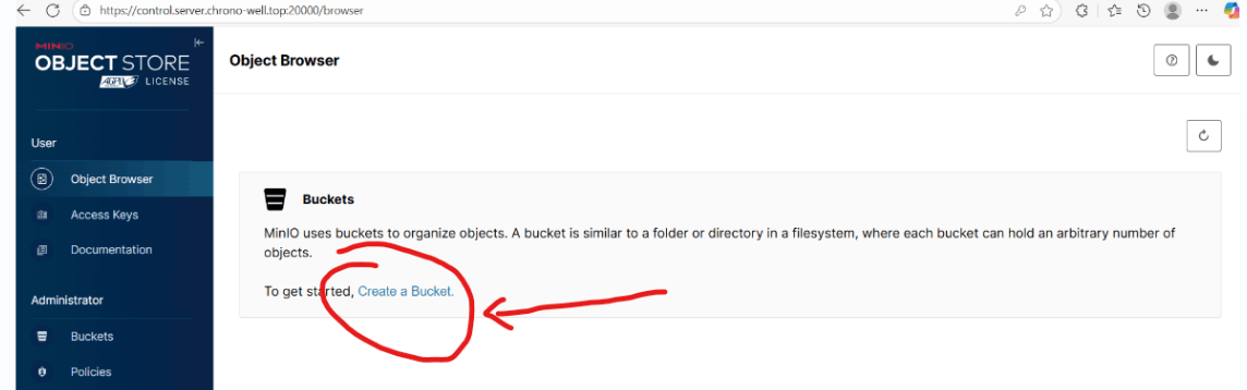 MinIO 主控制台界面