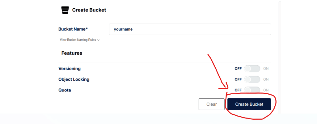 创建存储桶对话框