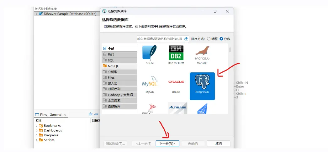 选择 PostgreSQL 数据库类型