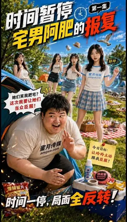 AI短剧《时间暂停：宅男阿肥的报复》全集_1080P无删减_海苔猫短剧手机在线看